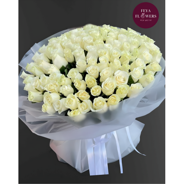 Bouquet of 101 white roses