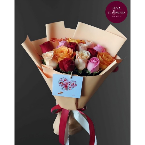 Bouquet of 15 mix roses